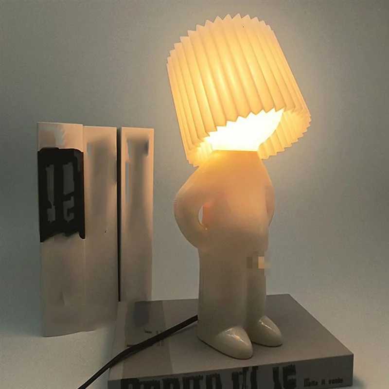 A02M-Book Lights Small Table Night Light Shy Man Lamp For Children Room Bedside Desk Decoration Gift Home Little Boy US PlugM251125