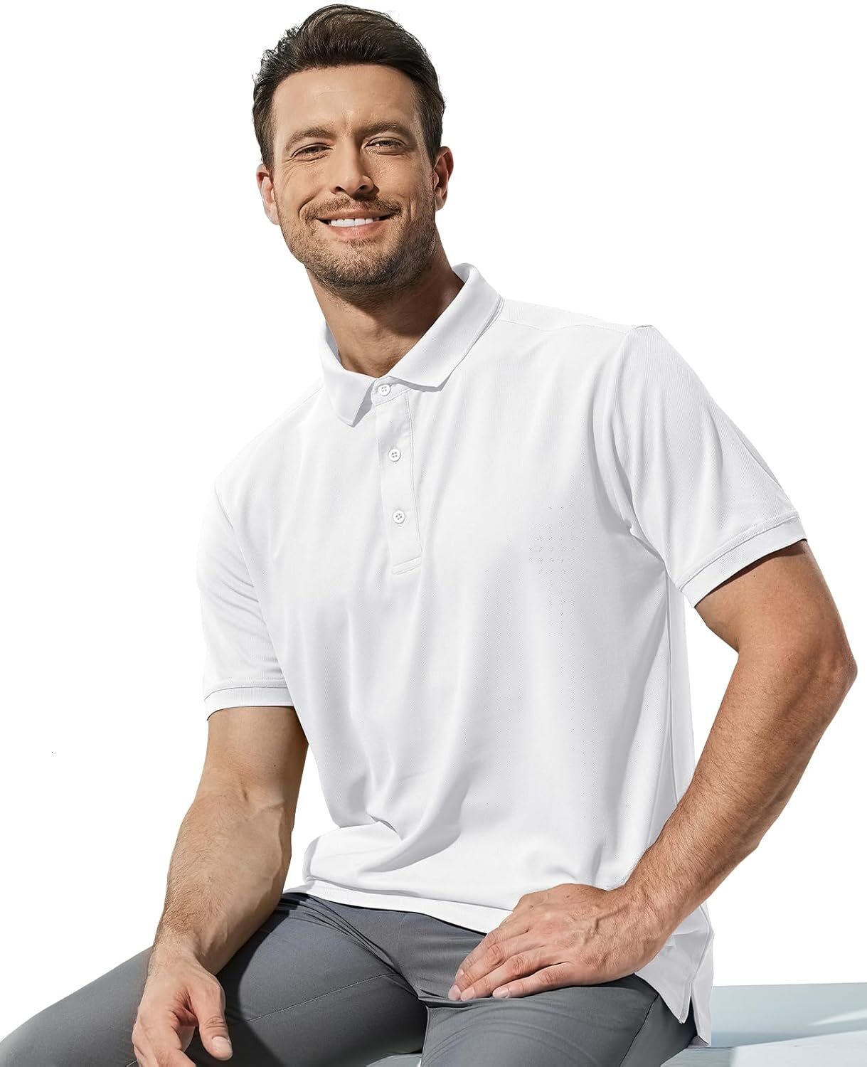 Mens Polo shirt Polo Shirts for Men Short Sleeve Quick Dry Polyester Collared Shirts Casual Golf Shirts simple fashion