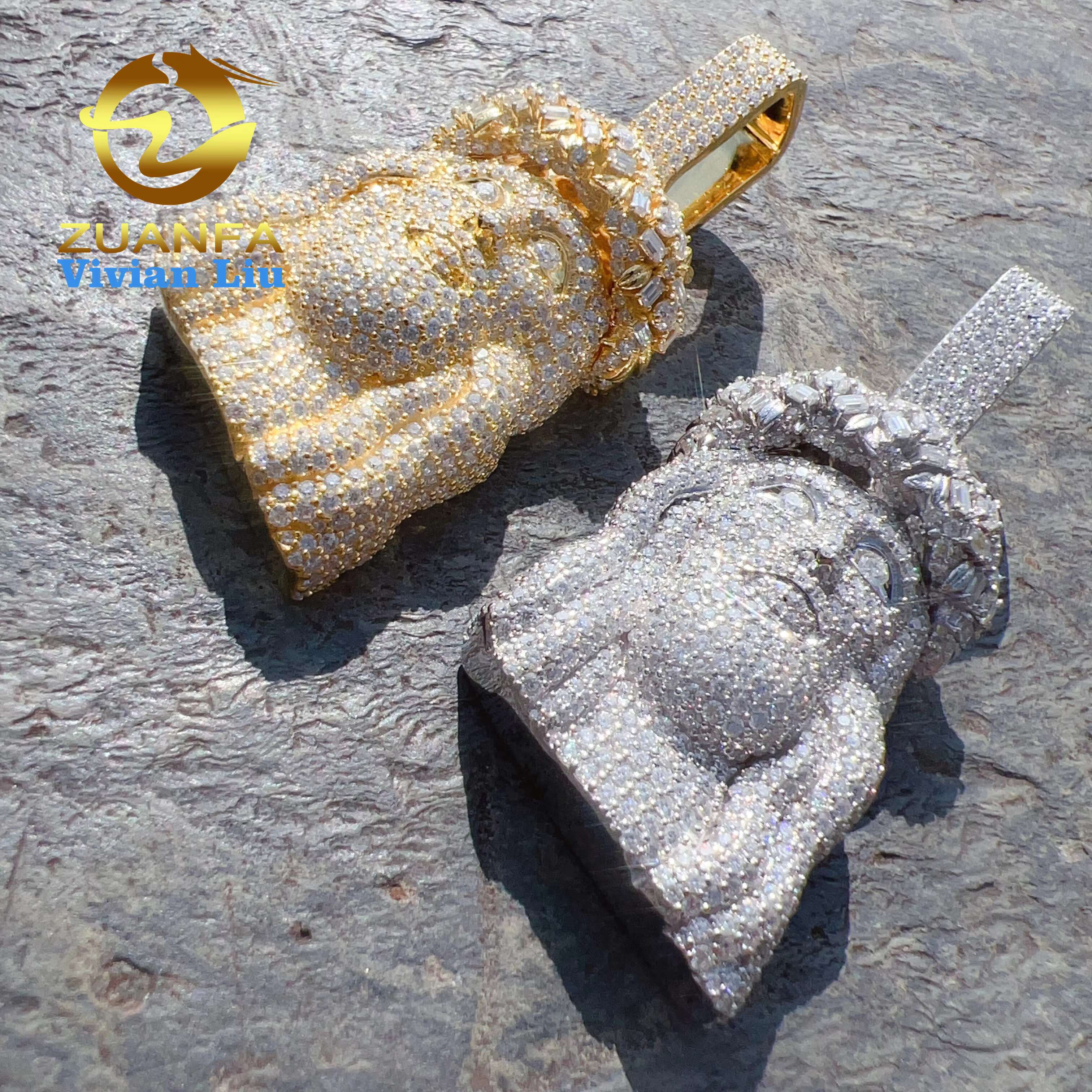 Pass Diamond Tester Vvs Moissanite 925 Sterling Silver Hip Hop Iced Out Custom Jesus Pendant