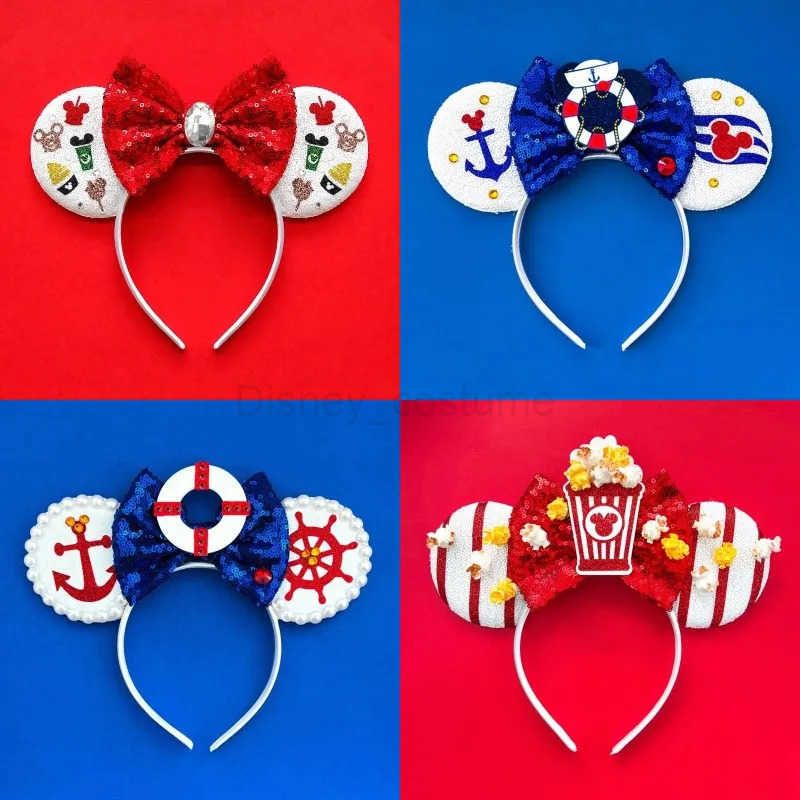 Disney Mickey Mouse Earrings Womens Party Hair Accessories Minnie Mouse Hair Childrens Shining Bow Head Wear Gift X250425