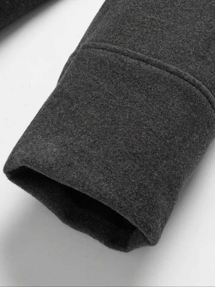 Mens Woolen Overcoat Long Sleeve Solid Casual Jacket with Pockets Comfortable Daily Wear Business Sports FashionT251125