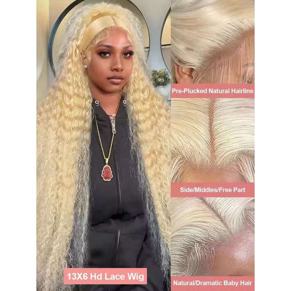 613 Loose Deep Wave Honey Blonde Human Hair 13X4 HD Front Curly 13X6 Lace Frontal Wigs Color Preplucked Women Wig