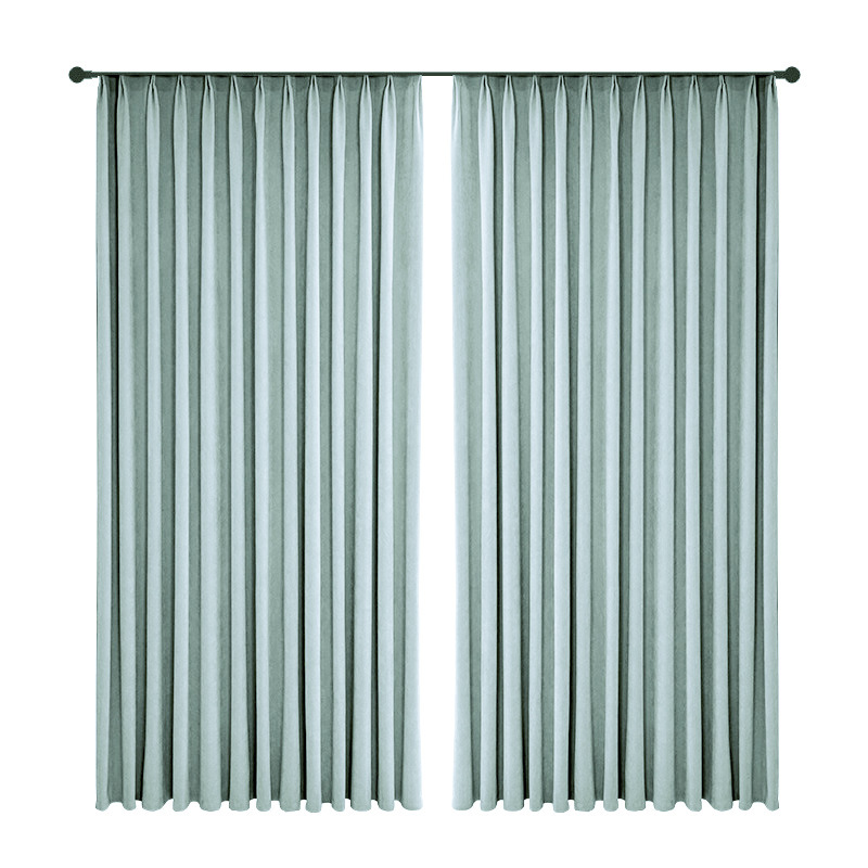 T0426 chenille curtain full blackout pine needle velvet bedroom high-grade blue living room light luxury delivery