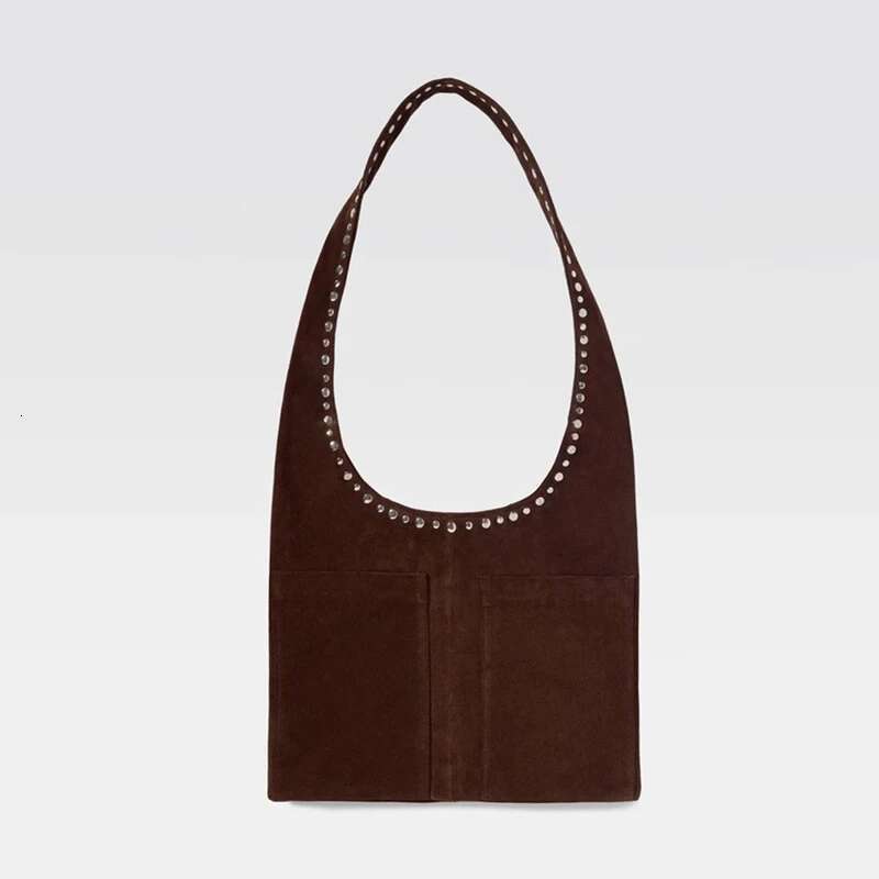 Designer Bag 2025 Vintage Rivet Suede Women Shoulder Bags Large Capacity Tote Bag Soft Pu Leather Handbags Autumn Winter Shopper Purses Luxury Bag