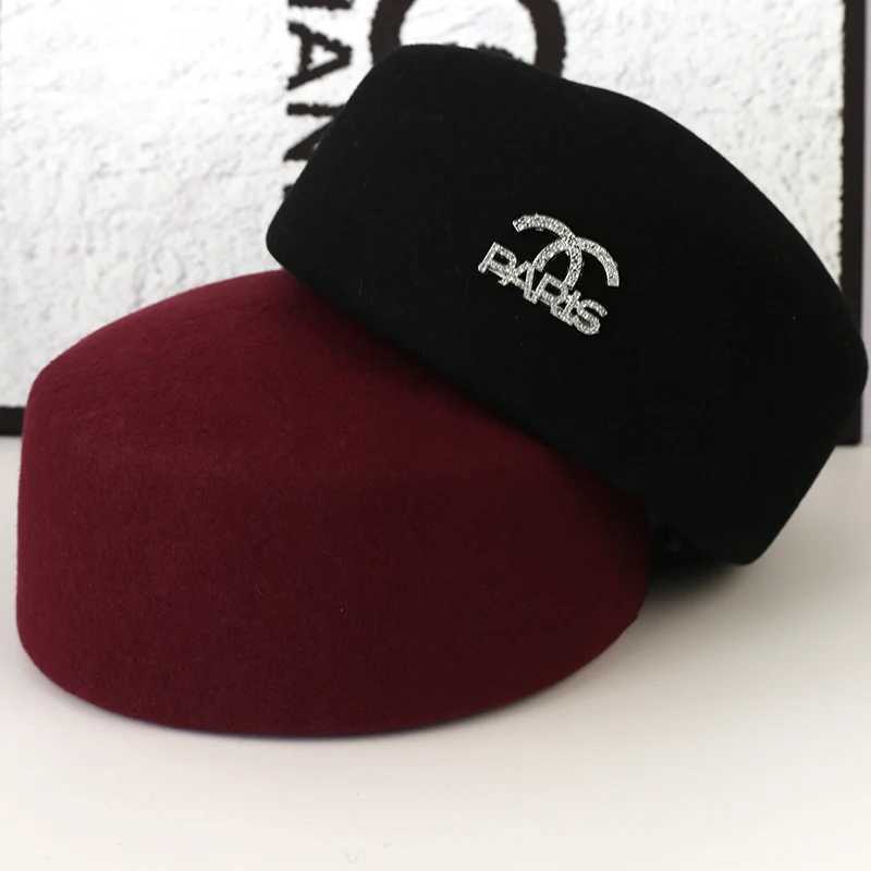 100 Wool Beret Hats for Women Autumn Art Black French Retro Felt Pillbox Hat Plain Cap Fascinator Hat Barette J251125