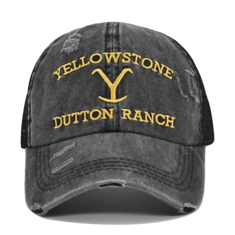 Summer Yellowstone Dutton Ranch Hat Cross Ponytail Baseball Cap Distressed Outdoor Embroidery Sunscreen Hat Solid Color CapT251125