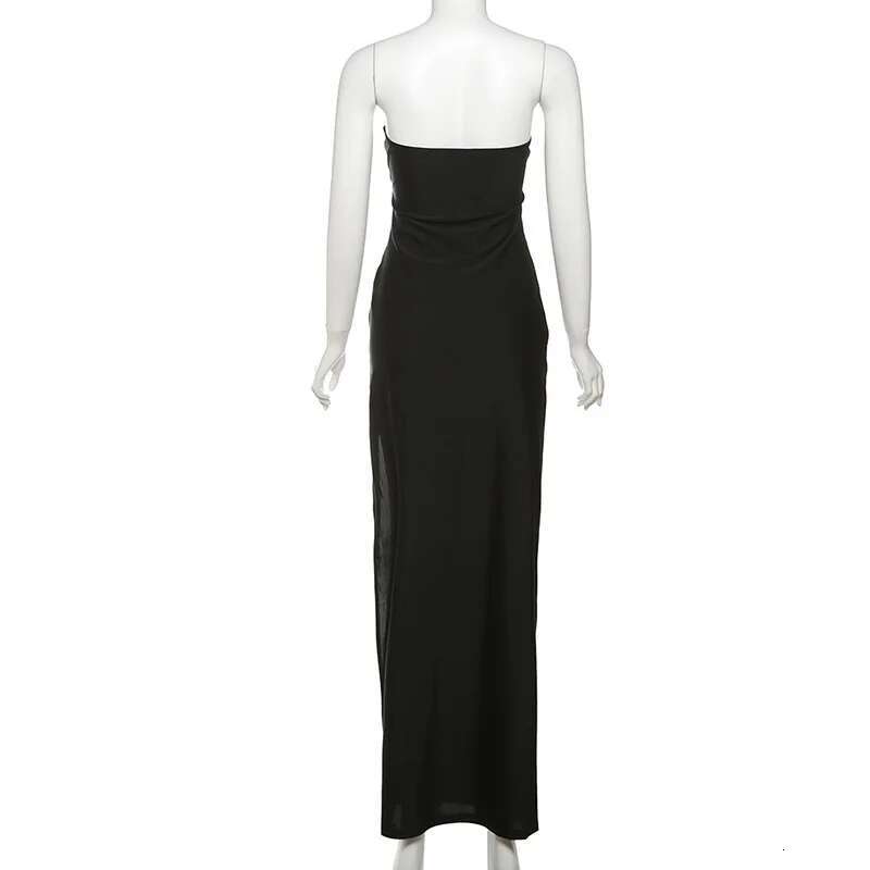 Dongdumaoyi Townlike Maxi Long Slim Bodycon Dress Women Strapless Spring Summer Backless Nightclub Sexy Party Dresses