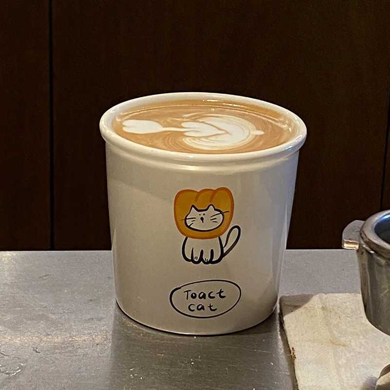 Ceramic Coffee Mug with Cute Cartoon Toast Kitten Creative Design Home Office Drinking Cup Breakfast Coffee Milk Cup 350ml Y251125