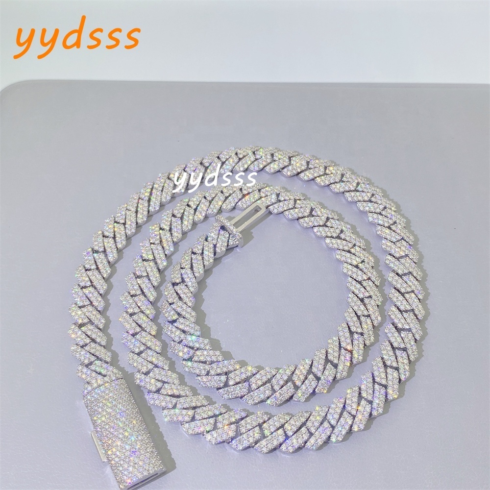 Factory Price Hot Sale 925 Sterling Silver 10mm Vvs Moissanite Diamond Jewelry Necklace Women Cuban Link Chain