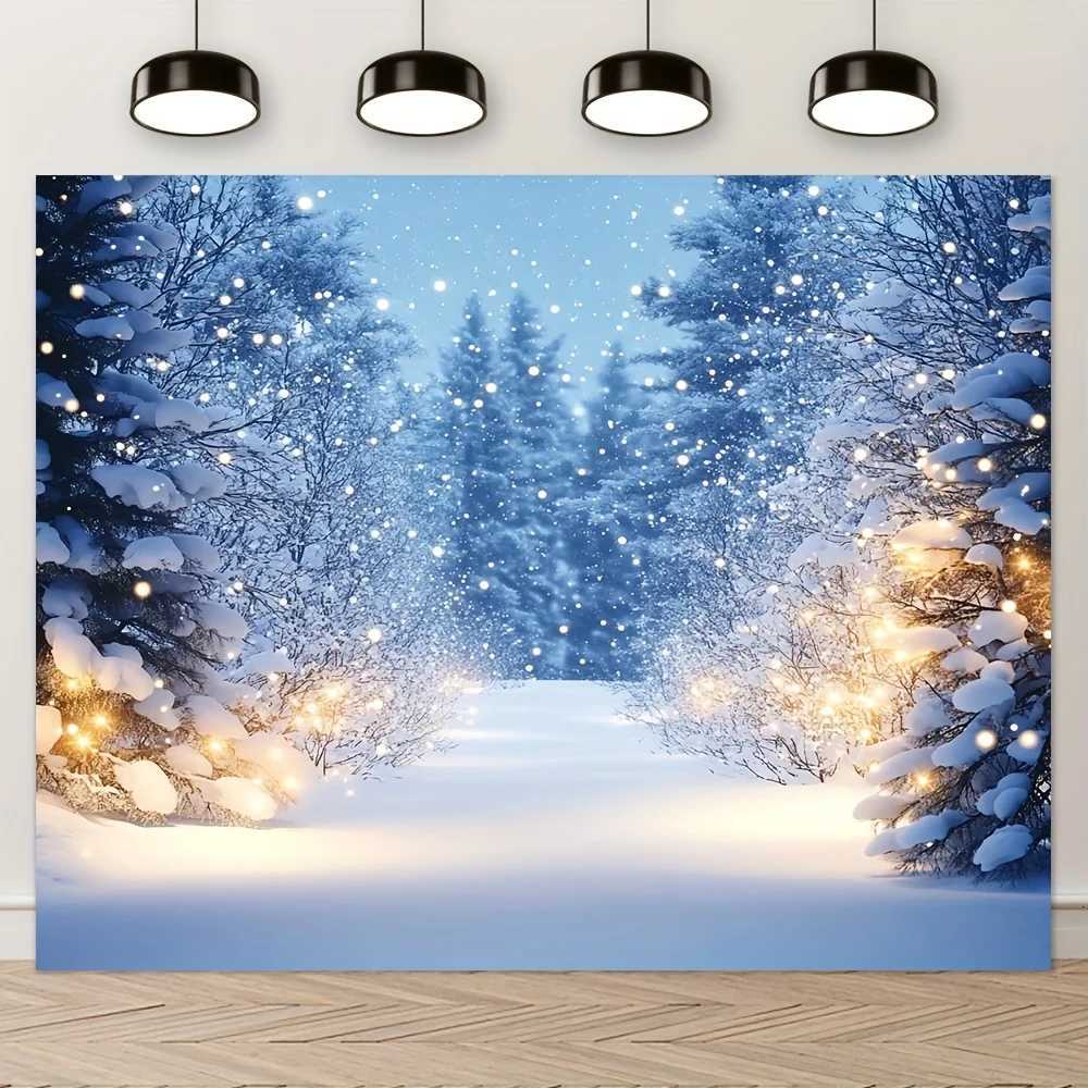 VIKAMA Christmas Snow Scene Tapestry Warm Glow Forest Living Room Feature Wall Decor Festive Atmosphere Home Room DecorM251125