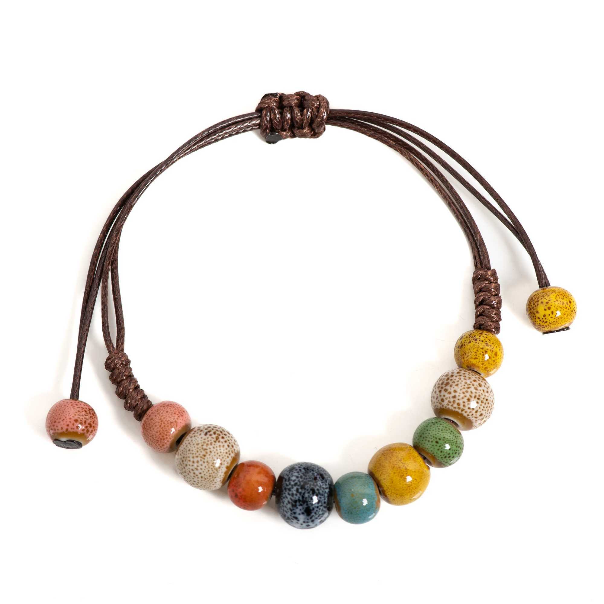 Colorful Handmade Ceramic Bracelet Adjustable Boho Style Jewelry for Women and Men 1155 J251125