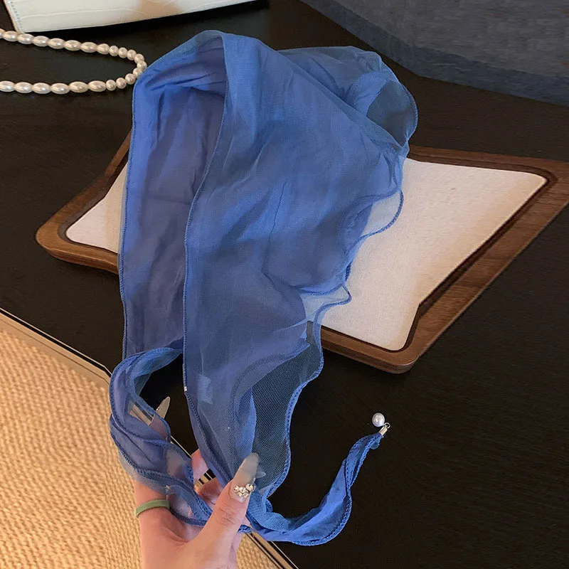 pearl pendant triangular scarf headband suitable for girls fashionable multifunctional silk scarf vacation hair accessories 250423