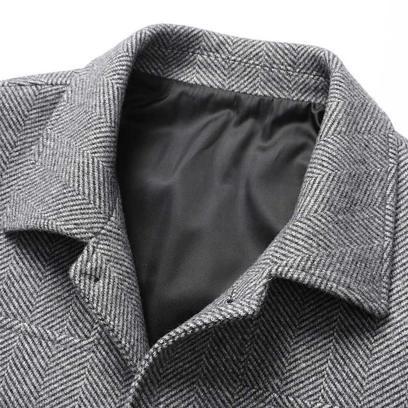 Autumn Winter Herringbone Patterned Woolen Jacket for Men High Quality Business Casual Formal Coat Short Social Trends CoatT251125