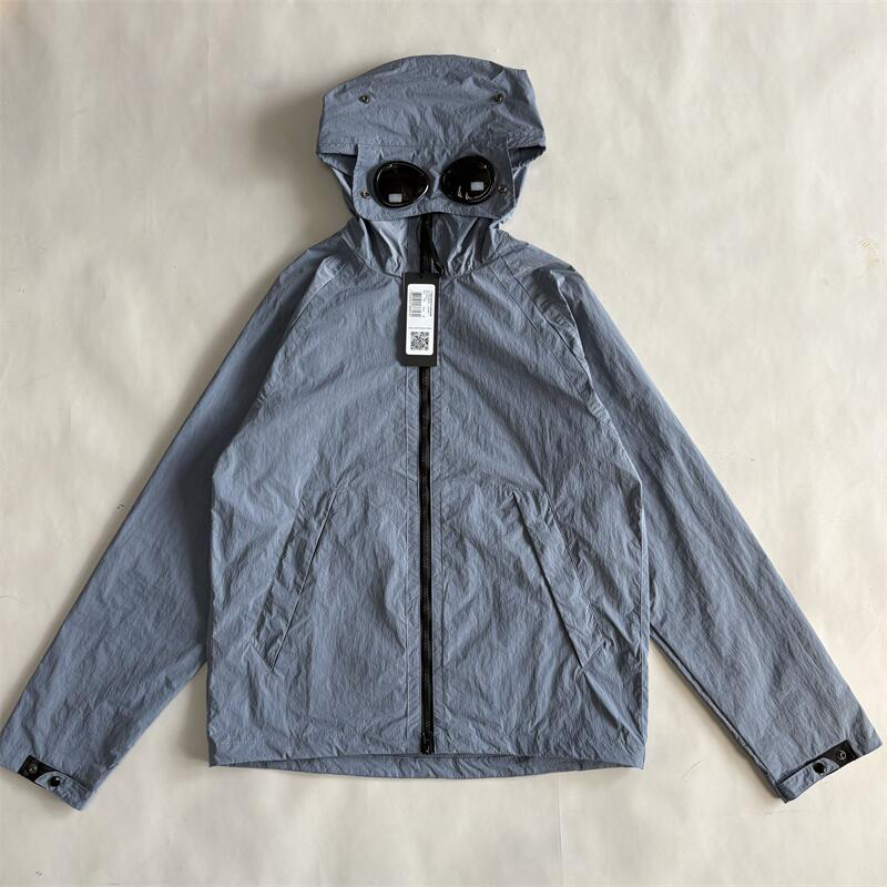 Mens Hoodie Jacket With Goggle Overshirt Nylon Mens Jacket Casual Street Outdoor Hooded Windproof Coat Men Outerwear M-2XL
