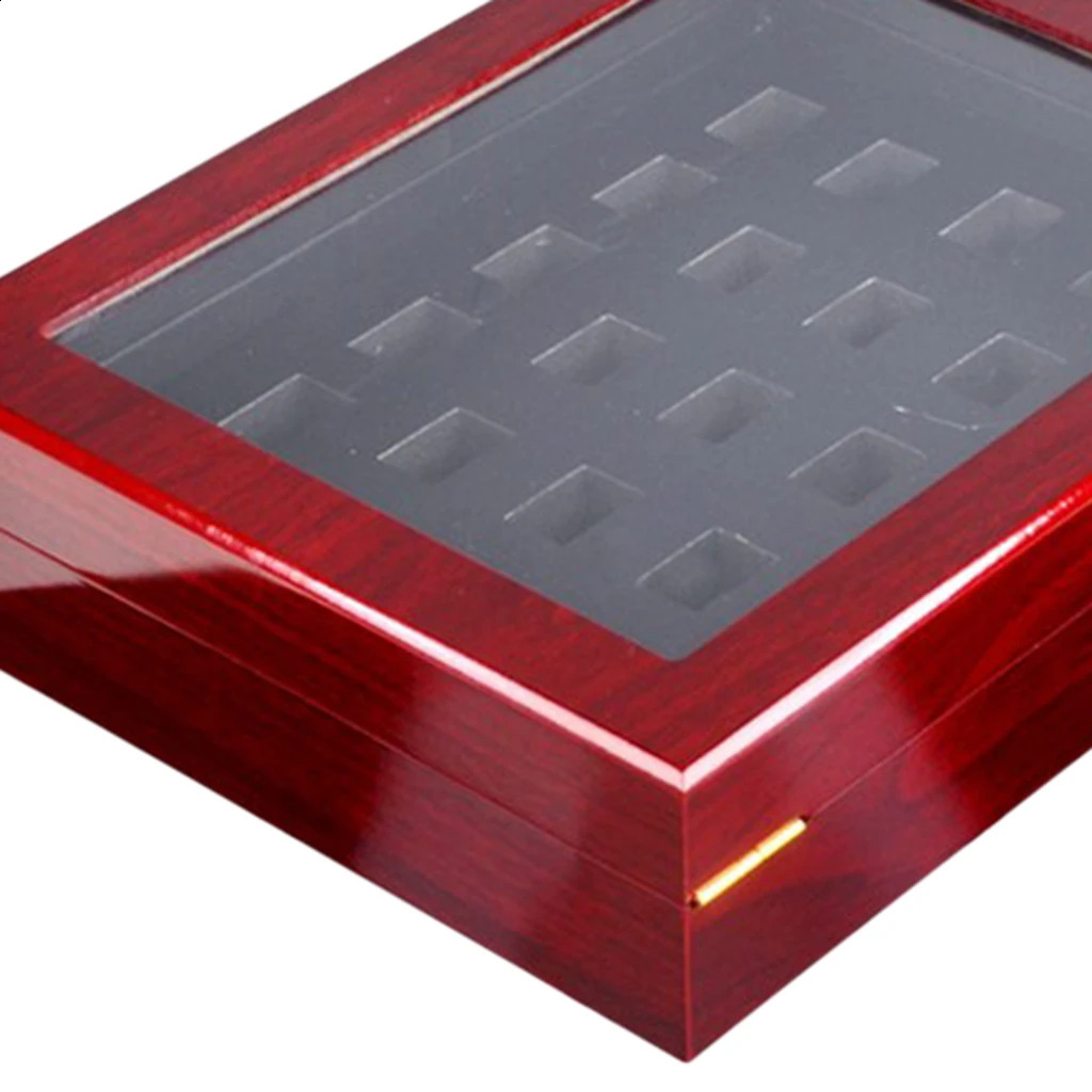 Portable Wide Slot Grids Championship Heavy Wooden Jewelry Display Organizer Display Box Storage Case Showcase Gifts 250424