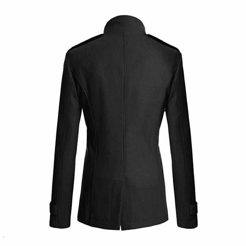 Mens Double Breasted Cotton Coat New Wool Blend Solid Color Casual Business Fashion Slim Trench Coat Jacket Mens ClothingT251125