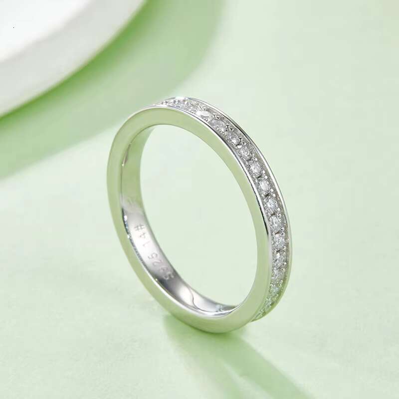 Eternity 1.5mm Row S Sier Plated in White Gold Top Quality Moissanite Dia Ring for Women
