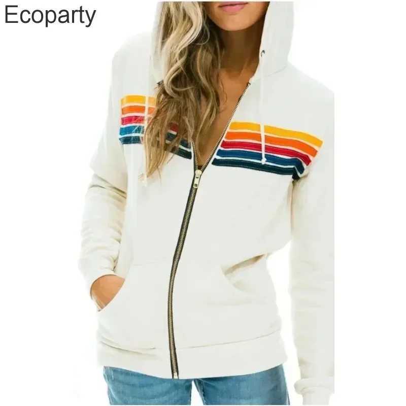 autumn unisex pilot long sleeved hooded sweatshirt casual zipper 5 rainbow hooded sweatshirt jacket M250425