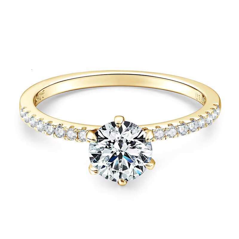 GRA Certificate 925 Silver Sparkle Real 1CT Moissanite 6.5mm D VVS1 Diamond Wedding Rings for Women