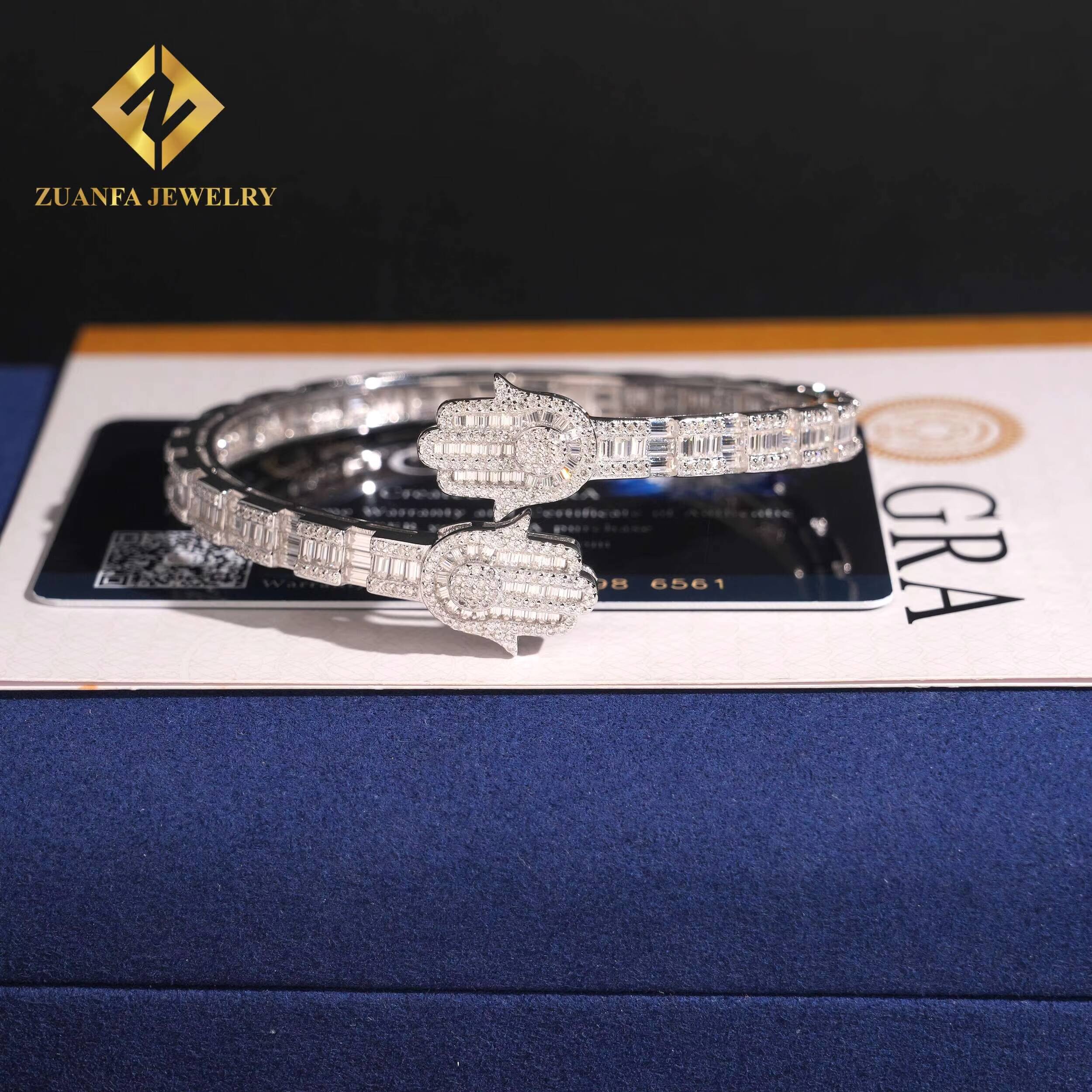 New Arrival Designs Moissanite Bracelet 925 Silver Hand Shape Pass Diamond Tester Moissanite Womens Bracelet Hot Sale with GRA