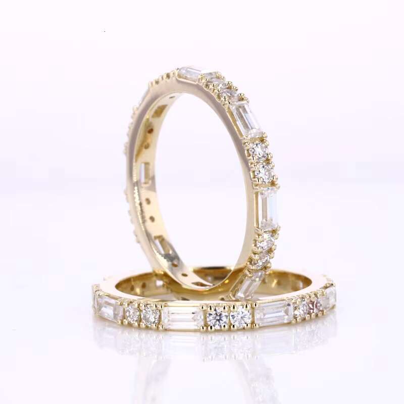 Starsgem Yellow Gold Jewelry baguette Step Cut DEF VVS Moissanite 14k Solid Gold Ring