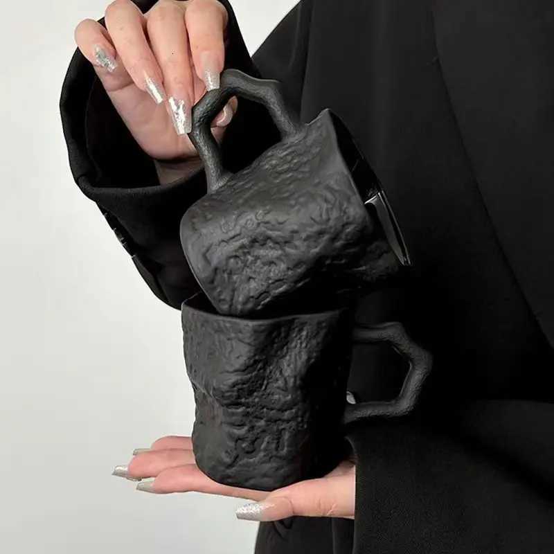 Black Rock Glass Milk Mugs Tea Coffee Juice Water Cup Home Office Drinkware Y251125