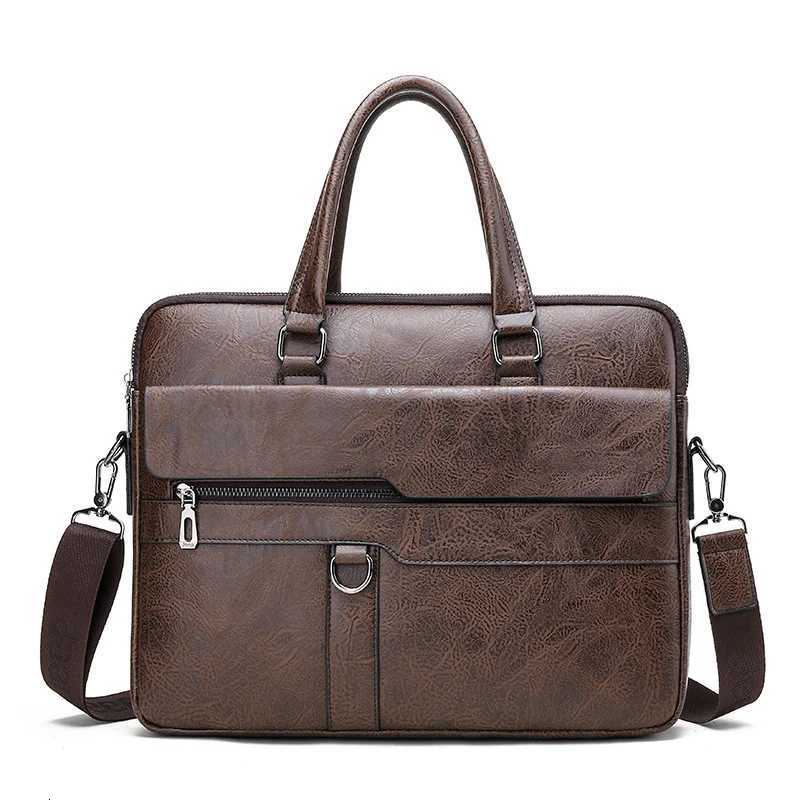 Mens Briefcase PU Leather Handbag Executive 14 Inch Laptop Document Shoulder Business Vintage Messenger Designer Lawyer BagT251125