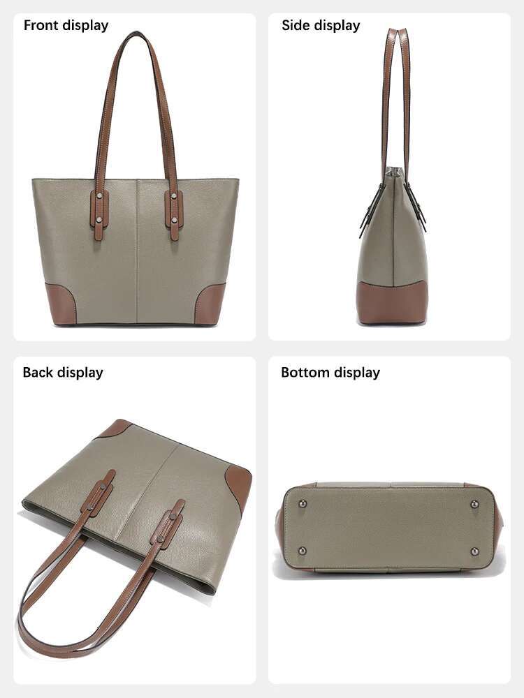 Zency Genuine Leather Tote Bags Women 2025 Large Capacity New Designer Shopping Bag For Work Commuters