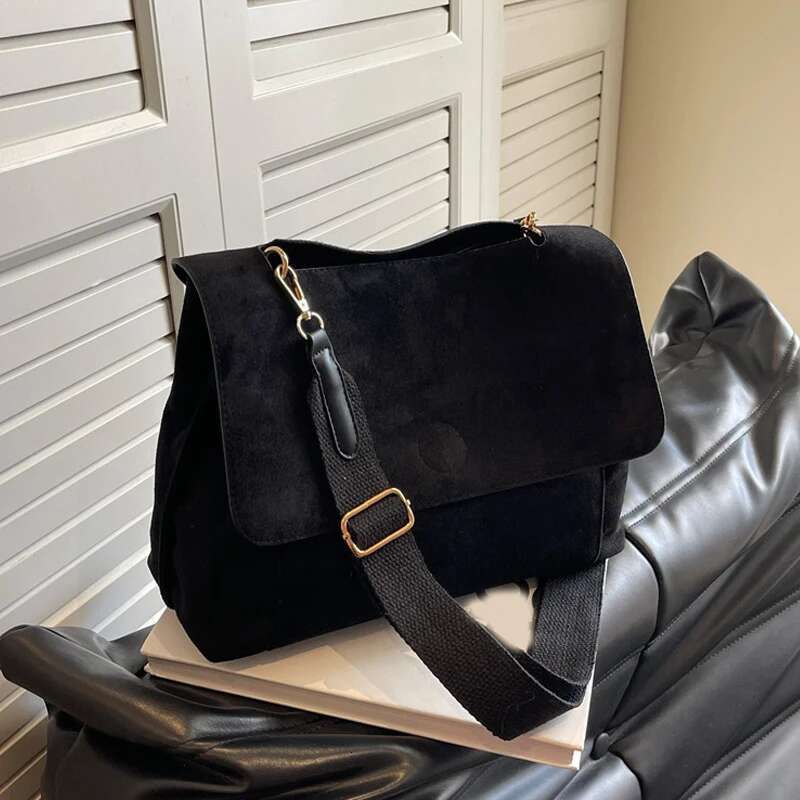 Luxury Designer PU Leather Flap Shoulder Bags For Vintage Wide Strap Crossbody Large Capacity Women Designer Handbags Tote Bag