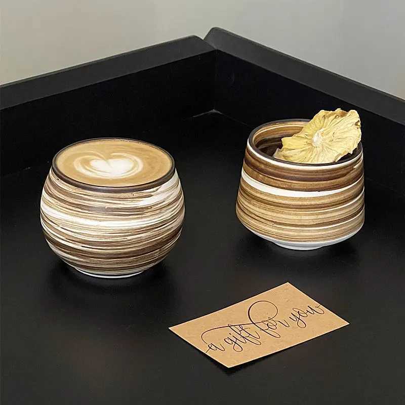 Japanese handmade rough pottery frosted tea cup hot latte coffee cup retro style kung fu tea cup tea tasting cup Y251125