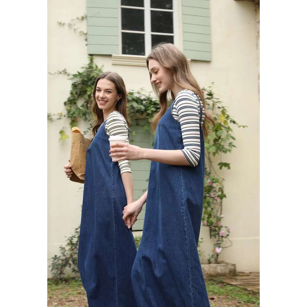 AS 2025 Teen Girls Woman Denim Jumper Dress Adjustable Straps Jeans Outfit