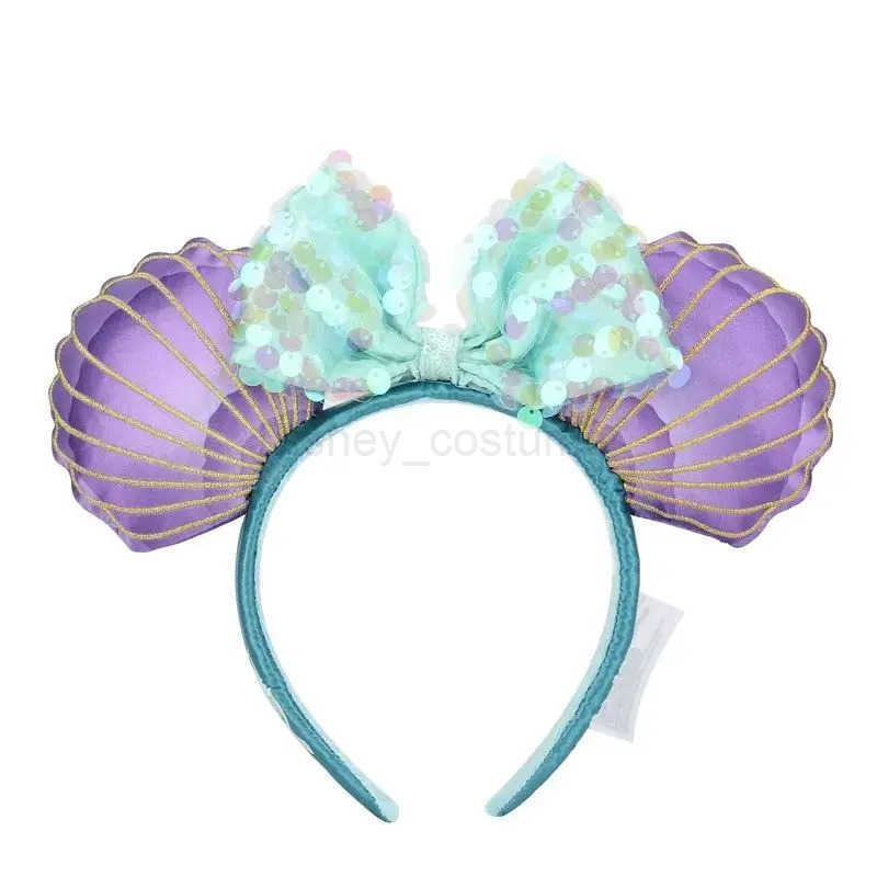Disney Princess series mermaid Minnie Mouse Headband Shell Bow Ears COSTUME Headband Cosplay Plush Adult/Children Headband Gift X250425