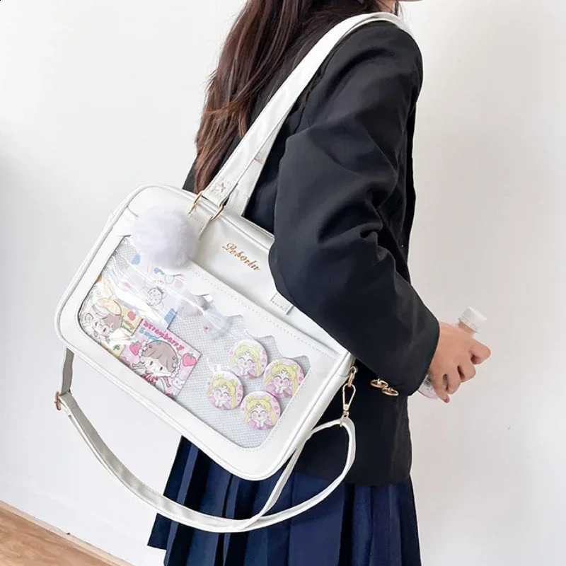 Japanese Kawaii Shoulder Bag for Women PU Leather Itabag Transparent Bag JK Tote Bag Handbags Preppy Bag Ita Bag Crossbody Bag 250417