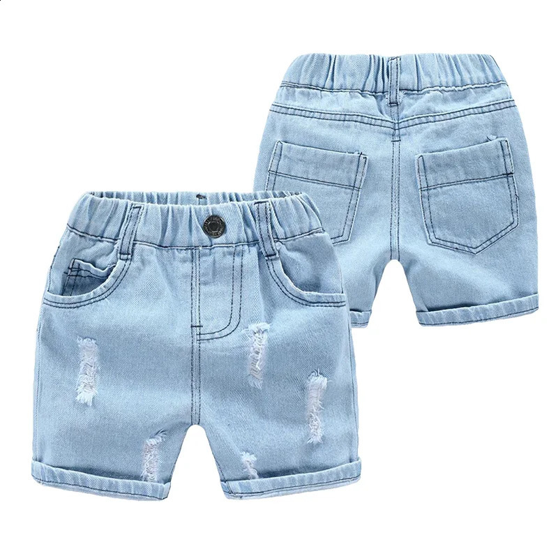 Summer boys denim shorts fashion hole childrens jeans Korean style casual beach pants 27 years 250414z