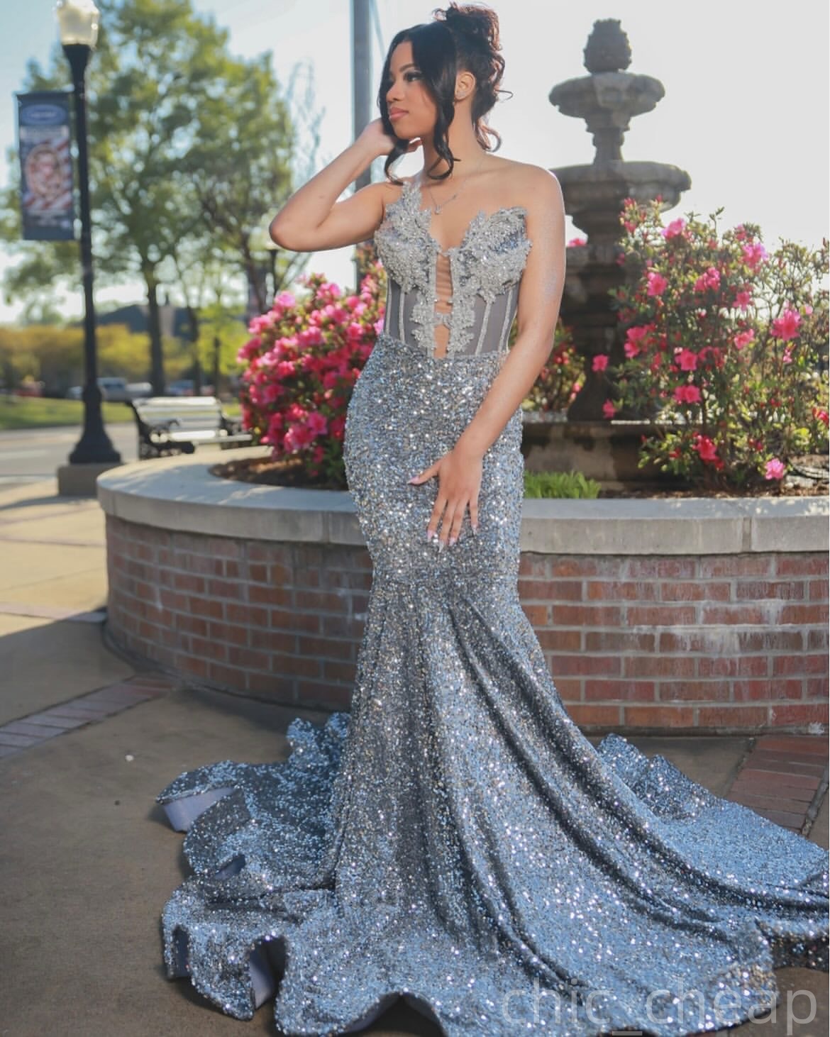 Silver Mermaid Plus Size Prom Dresses 2025 Sequined Crystals Simple Evening Formal Party Second Birthday Engagement Gowns Dress For Special Occasions