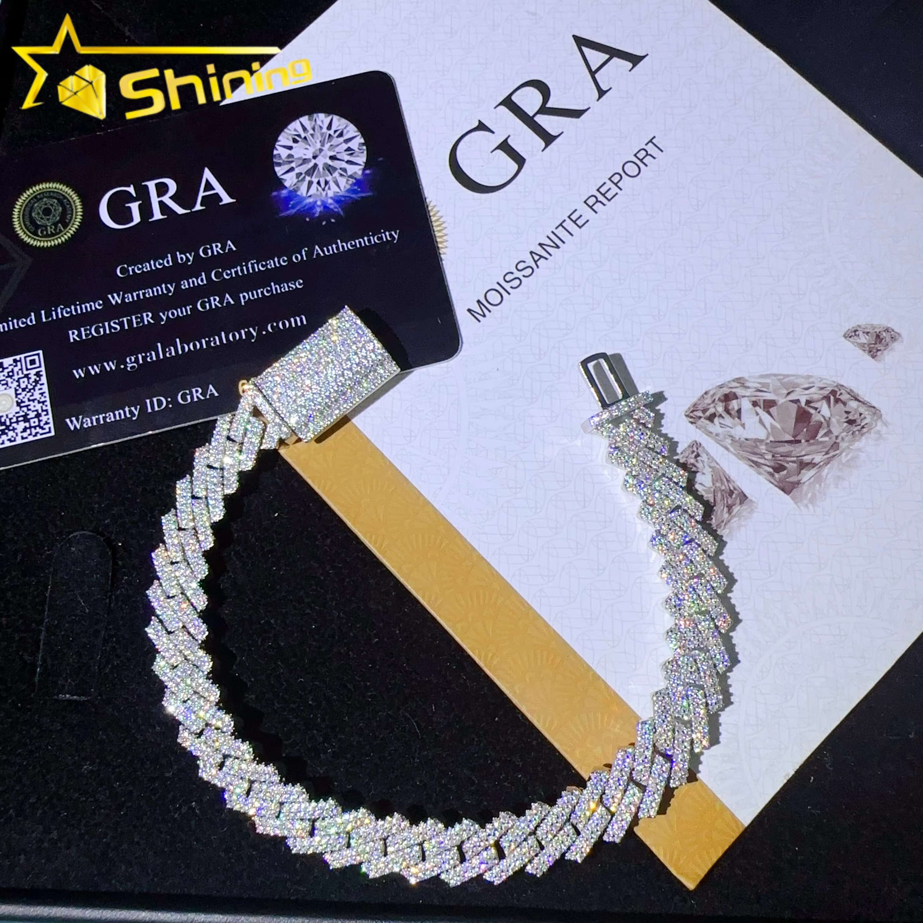 Wholesale Price 10mm Iced Out Cuban Link Chains 925 Silver Moissanite Diamond Cuban Necklace Bracelet Men Hip Hop Jewelry