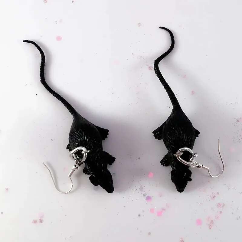 Rats Black Dangle Earrings Halloween Mice Goth Halloween Handmade Jewelry Unique