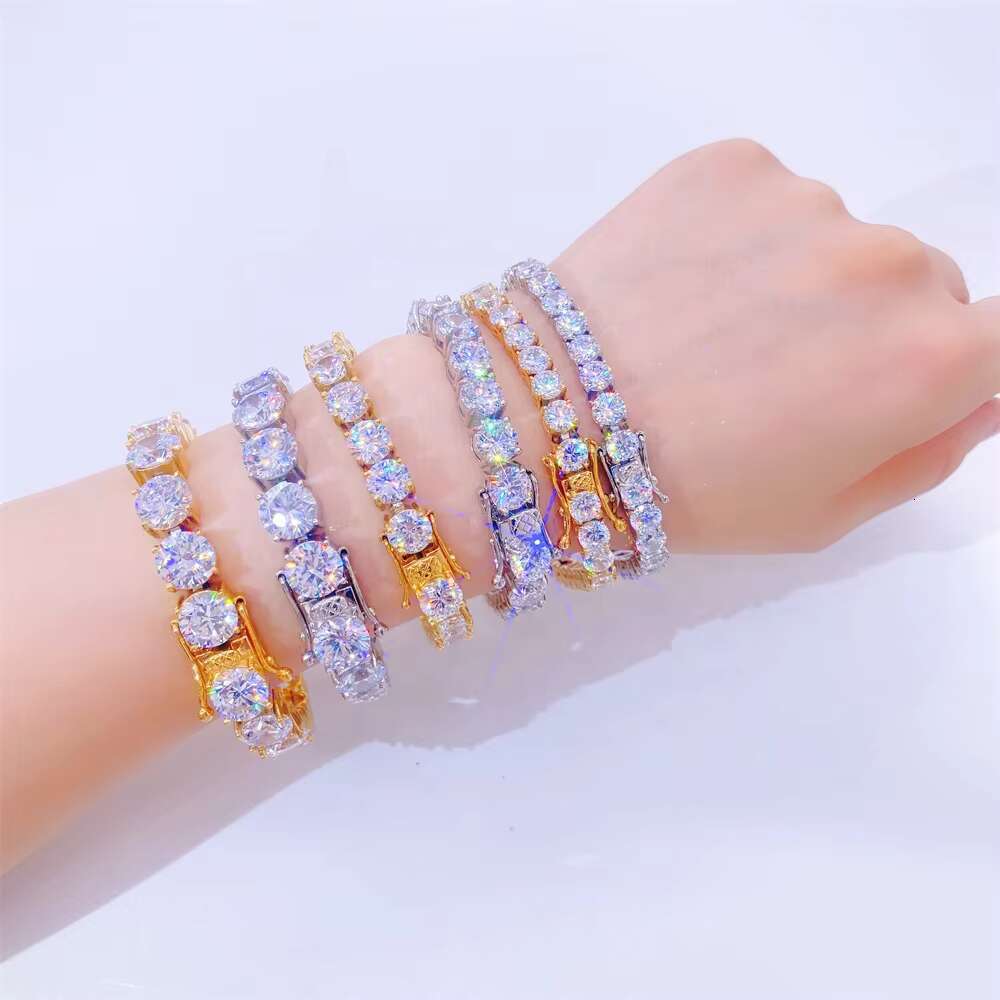Wholesale Hip Hop 316L Stainless Steel Iced Out Moissanite Diamond Tennis Necklace Chain