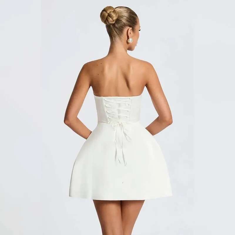 Dongdumaoyi Townlike Bow Backless Nightclub Sexy Party Dress Women Mini Spring Summer Strapless Slim Bodycon Dresses