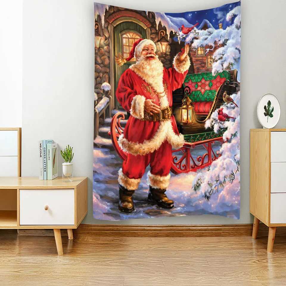 VIKAMA Christmas-Themed Tapestry Santa Claus Gift Delivery Design Living Room Bedroom BB Holiday Atmosphere DecorM251125