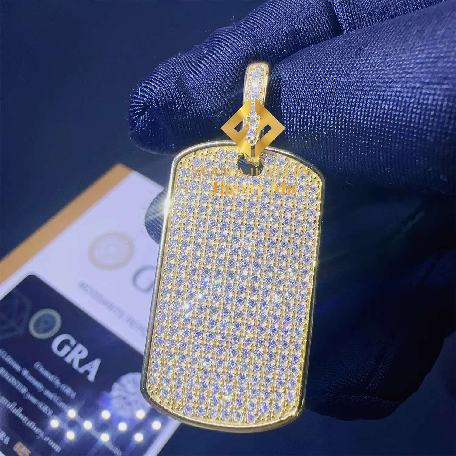 Drop Shipping Pass Diamond Tester Factory Price Iced Out Jewellery Hip Hop 925 Silver VVS1 Moissanite Diamond Dog Tag Pendant
