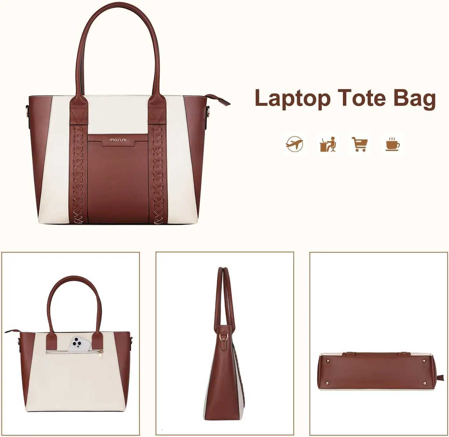 Laptop Bag 156 inch PU Leather Womens Tote Bag Waterproof Computer Briefcase Casual Shoulder Handbag for Business OfficeT251125