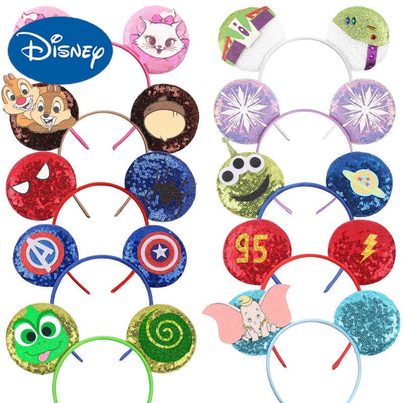 Disney 2024 Latest 3.3 Mickey Mouse Ear Headbands Bow free Boys Christmas Headbands Girls Holiday Role Playing DIY Hair Accessories X250425