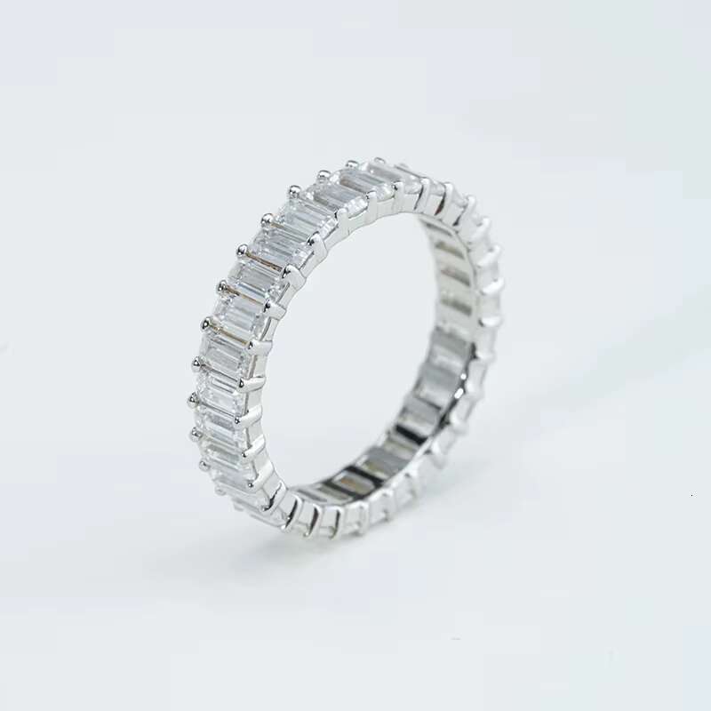 Starsgem S925 Sterling Silver 2x4mm Baguette Cut DEF VVS Moissanite Wedding Eternity Band