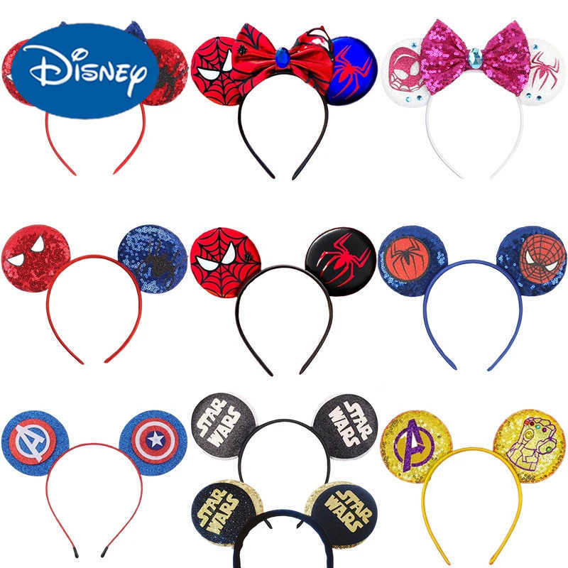 Disney Mickey Mouse Ears Marvel Spider Man Childrens Headbands Star Wars Hair Adult Female Avengers Hair Accessories X250425