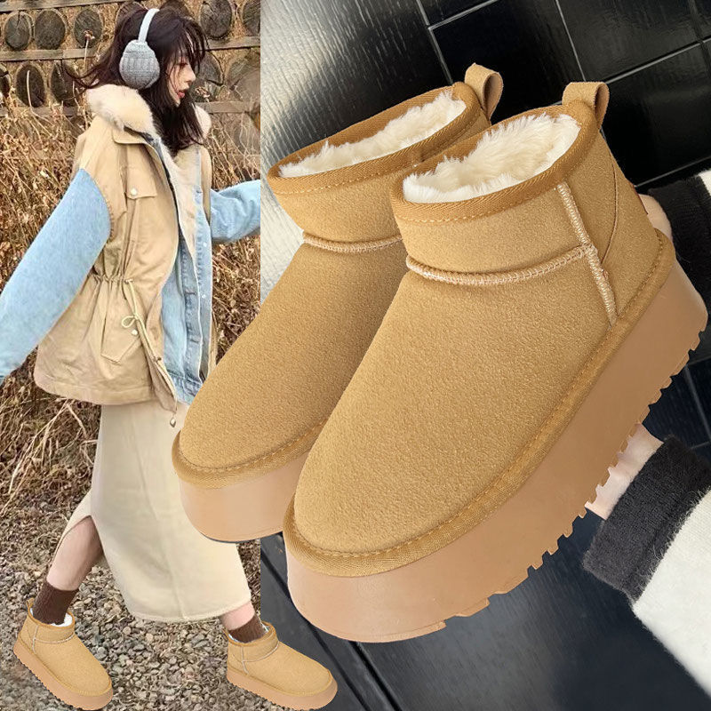 Free Shipping Designer Casual Shoes Winter new high top thick soled big toe snow boots with plush warm shoes Sporty Elegant