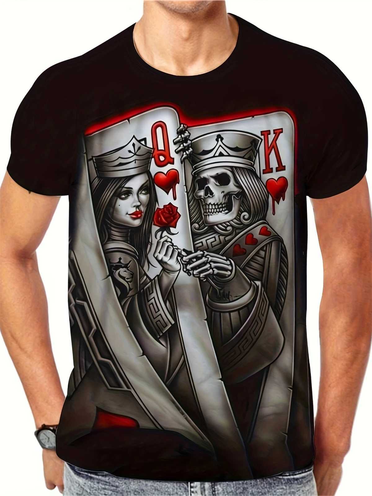 Mens clothing skeleton graphic printed T-shirt mens summer spring oversized punk style short sleeved outdoor top W250425