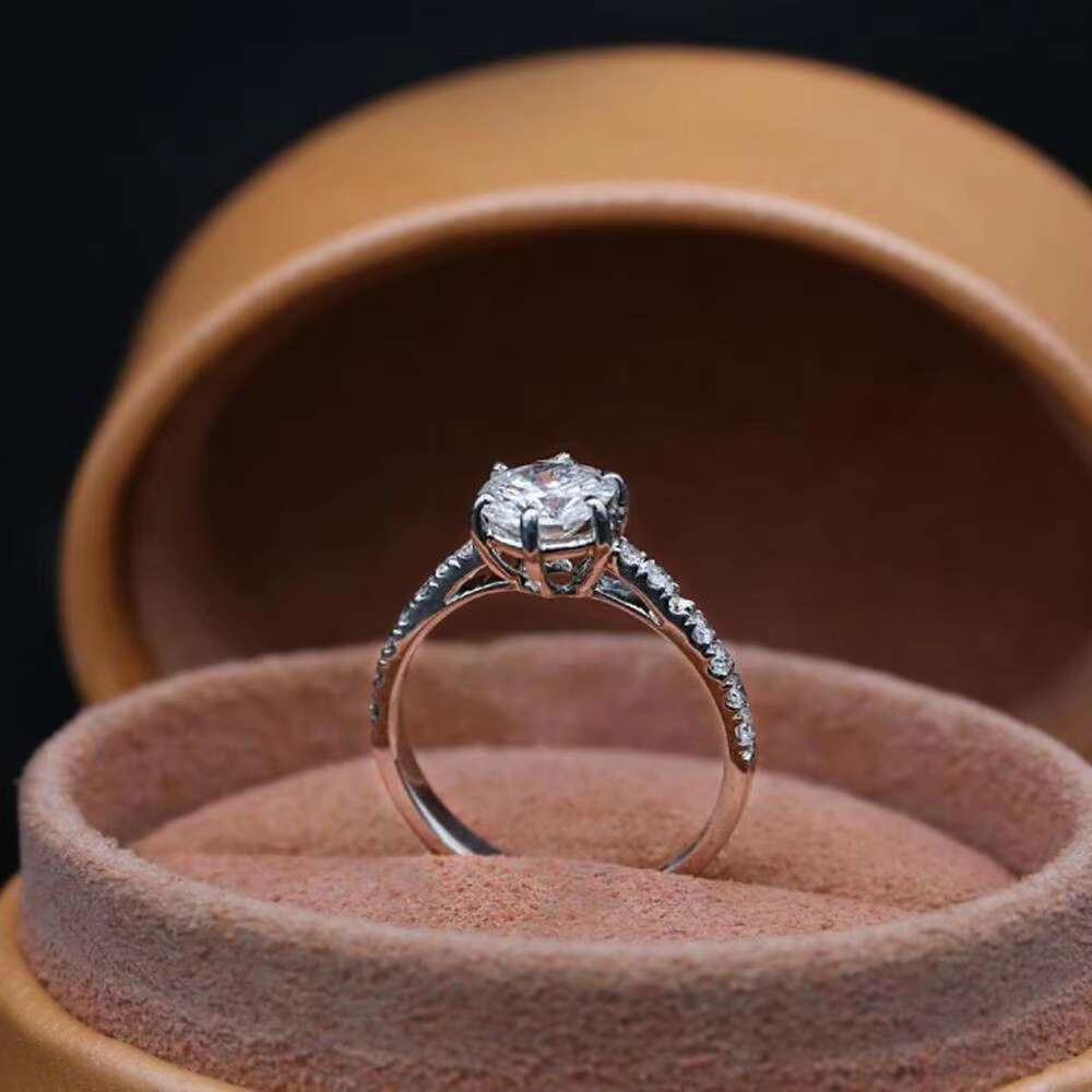 Moissanite Solitaire Wedding Ring Goldmoissanite Ring Engagement Bands or Rings Certified 1.20 Ct Round Shape Genuine White
