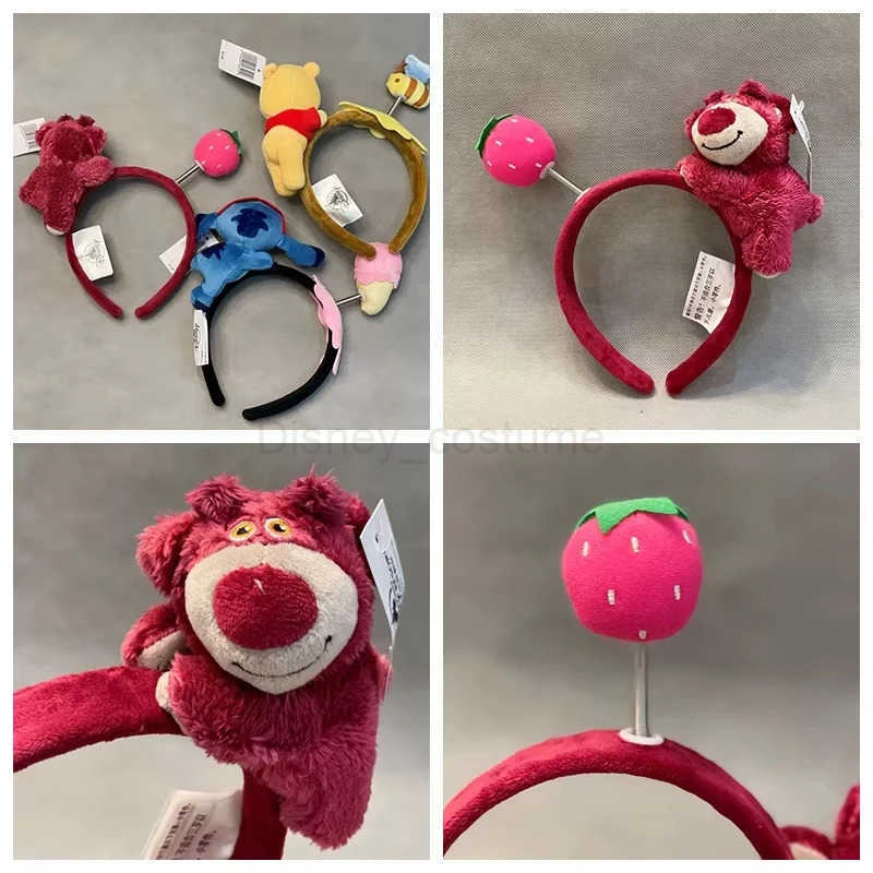 Disney Sewing Hair Accessories Plush Animal Hair Accessories Rosso Winnie Headbands Girls Face Wash Headbands Anime Character Headbands Gifts X250425