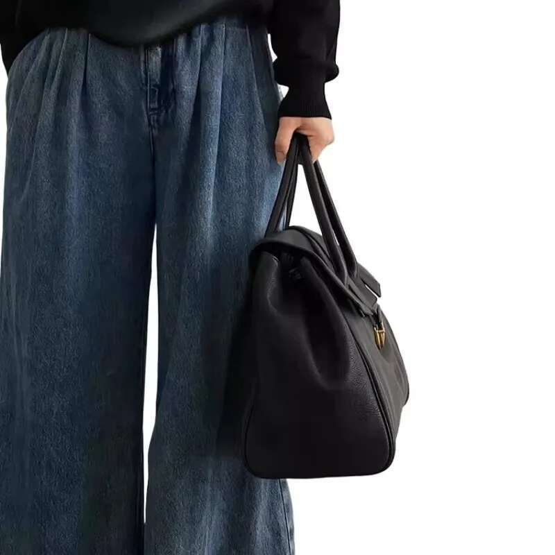 Designer Tote High Quality Genuine Leather Lock Handbags New In Large Capacity Briefcase Vintage Casual Shoulder Bag